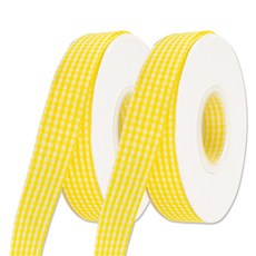 Inp 基本格紋緞帶 20mm, 002 黃色, 2個, 45m