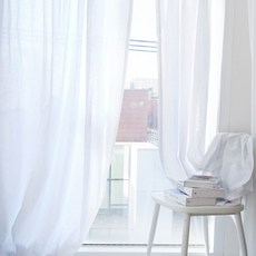 SCOHOme 純棉30支Happy Fabric遮光窗簾 2入+伸縮桿組, 快樂白