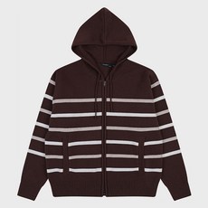男款條紋針織連帽拉鍊 W4A64TBSC101