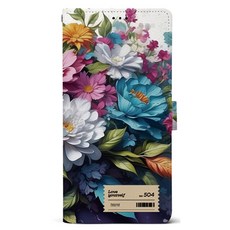 케이스퍼시픽 페인트플라워 가죽 다이어리 휴대폰 케이스