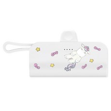 웨이브스튜디오 퍼지코지 도킹 보조배터리 5000mAh C타입 + 8핀 케이블, 유니콘