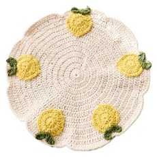 모던하우스 L 크로쉐 라운드 멀티 깔개 D 19cm, 1개, 레몬