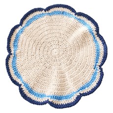 모던하우스 L 크로쉐 라운드 멀티 깔개 D 19cm, 1개, 블루