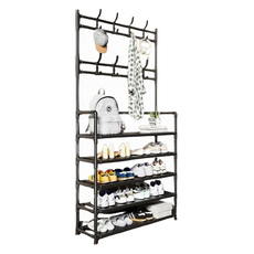 Yegrina 堅固鞋櫃衣物多功能掛架 5層 80公分, 黑色, 1個