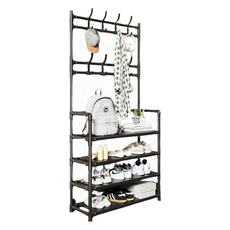 Yegrina 堅固耐用衣物鞋櫃多功能掛架 4層 60公分, 黑色, 1個