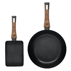 Silvat Carino IH電磁爐平底鍋 2件組, 方鍋18cm+煎鍋30cm, 1組, 黑色