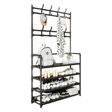 Yegrina 衣物鞋櫃多功能掛架 4層 80cm, 黑色