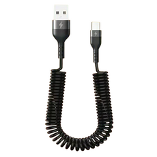 파워샷 A타입-C타입 스피링 릴케이블 휴대폰 테블릿 충전 케이블, 블랙, 1개, 2m