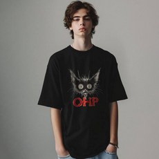 원헌드레드퍼센트 HARMONIA 크레이지캣 세미오버 통기성 반팔티셔츠