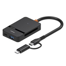 UNiCORN USB整合多功能6in1 USB3.2 Gen1 Type-C&8pin雙連接卡讀卡器, 黑色, 1個, XC-7000M