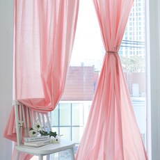 SCOHOme 韓國製造30支純棉Happy布料隔間簾 2入, Happy粉