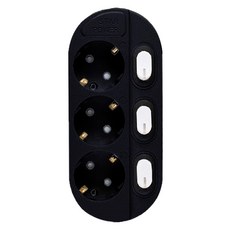 伊歐吉達 獨立開關彩色3孔延長線, 黑色, 1.5m, 1個