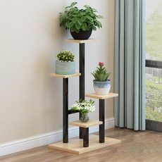모스터 화분 정리대, 우드블랙, 4단