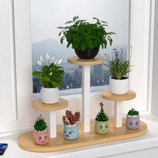 MOSTER 時尚室內裝飾現代花盆整理圓形層架, 木質 + 白色, 3層