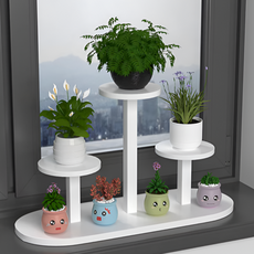 MOSTER 時尚室內現代風圓形花盆整理架, 白色 + 白色, 3層