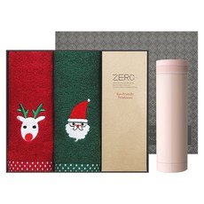 松月毛巾 特別聖誕朋友毛巾 130g 30支 精梳棉 2入 + 純淨馬卡龍隨行杯禮盒組, 隨機出貨, 1套