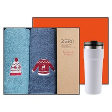 松月毛巾 特別冬日毛巾 150g 30支精梳棉 2入 + Klasse 隨行杯禮盒組, 1套, 隨機出貨