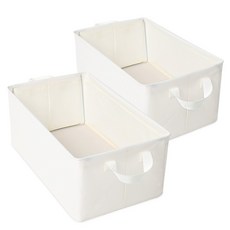 Joeun Living 布藝鋼絲開放式收納整理箱, 2個, 米色