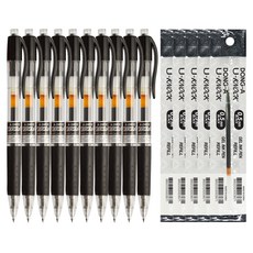 DONG-A Yunokeu原子筆 0.5mm 10支+原子筆替芯 0.5mm 5入組, 1套, BLACK