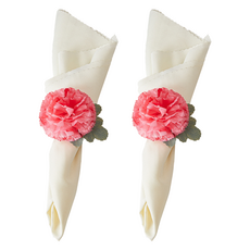 微笑繁花餐巾環, 2個, 粉色康乃馨, 1入