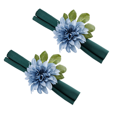 微笑豐盛的花朵餐巾環, 2個, 藍牡丹, 1入