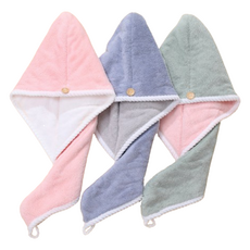 Gguji 雙重吸收乾髮巾 3件組, 1套, 粉紅色, 綠色, 藍色