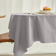 efactory Judy N 現代皮革防水素色餐桌桌布, 灰色, 6人座(220 x 140 cm), 1個