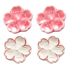 Day Rhythm 日式櫻花筷架, 4個, 白色, 白色, 粉紅色, 粉紅色