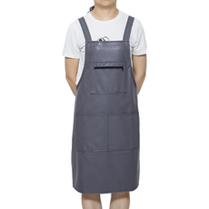 Keriko美術用防水前口袋吊帶皮革圍裙, 深灰色