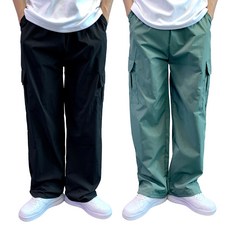 콘피아르 남성용 Y2K 바스락 스트링 카고 세미 와이드 밴딩 팬츠 2종 세트 TC9517