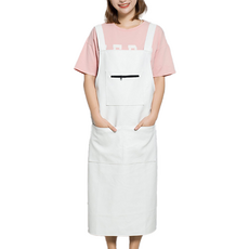 Kerico 美術用防水前口袋長版圍裙, 白色