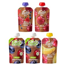 孩童新鮮水果泥 蘋果&李子口味 100g 2包+蘋果&香蕉口味 100g+蘋果&藍莓&草莓口味 100g+蘋果口味 100g組, 1組