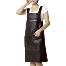 Keriko美術用防水前口袋吊帶皮革圍裙, 深棕色