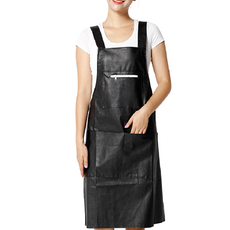 Keriko美術用防水前口袋吊帶皮革圍裙, 黑色