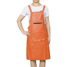 Keriko美術用防水前口袋吊帶皮革圍裙, 橘色