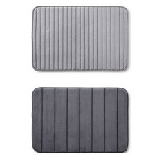 JAJU 厚實鬆軟浴室地墊2件組, 1套, 深灰色 + 淺灰色