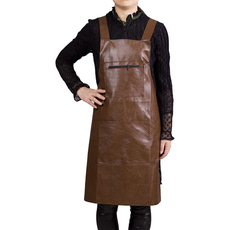 Keriko美術用防水前口袋吊帶皮革圍裙, 棕色