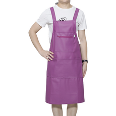 Keriko美術用防水前口袋吊帶皮革圍裙, 紫色