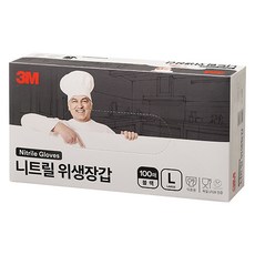 쓰리엠 니트릴 위생장갑 100p, 블랙, 대(L), 1개
