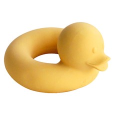 ACACIA bongbong 嬰兒用乳膠沐浴娃娃固齒器, 甜甜圈鴨 黃色, 1個