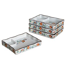 日式分隔生魚片壽司長方盤, 白色山茶花, 4個