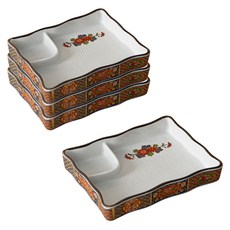 日式分隔生魚片壽司長方盤, 金邊, 4個