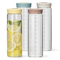 미르코리아 헥사 내열유리 투톤 실리콘캡 눈금유리병 4종 세트, 500ml, 1세트