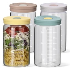 미르코리아 헥사 내열유리 투톤 실리콘캡 눈금유리병 4종 세트, 800ml, 1세트