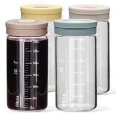 미르 헥사 투톤 실리콘캡 눈금 내열유리병 300ml x 4종 세트, 1세트