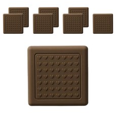 Allhi 椅子家具附著型PVC矽膠防噪音防滑椅腳墊 棕色方形, 8個
