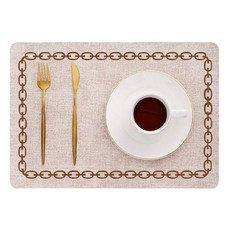 Badara 西式北歐風布藝防水長方形餐墊, 44 x 30 cm, 1個, 粉紅色