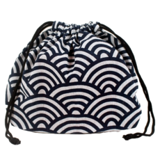 微笑束口便當袋, 1個, 白色波浪