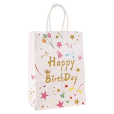 데이리듬 생일 포장봉투 선물 쇼핑백, 화이트, 8개