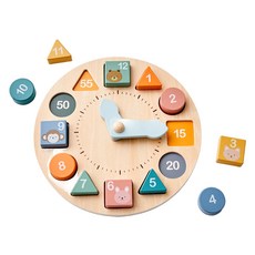 Modern House 木質玩具學習玩的時鐘數字形狀遊戲, 1個